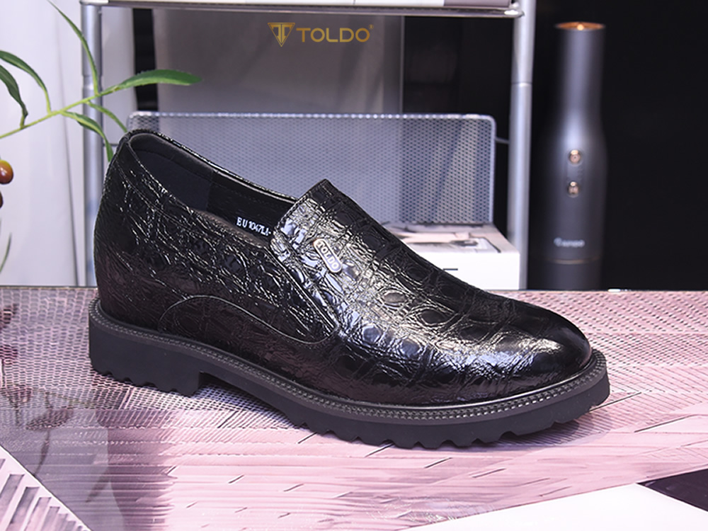 Giày cao 10 da bóng vân cá sấu 13